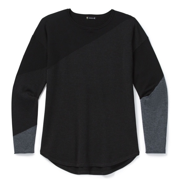 Smartwool Women's Shadow Pine Colorblock Sweater Black Heather Small - Picture 9 of 12